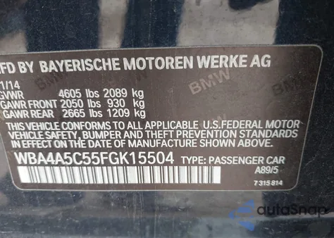 2015 BMW 428 I Gran Coupe z USA, uszkodzony, nr VIN WBA4A5C55FGK15504